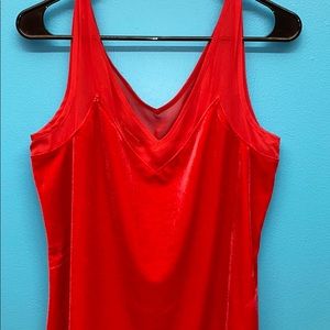 Red sheet and velvet tank top